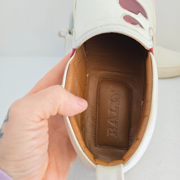 Bally | Henrika Heart Embroidered white leather tennis prep sneakers | WMS 7.5 - Picture 5 of 10